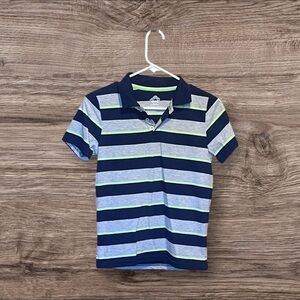 Navy Blue Striped Kids Polo Shirt